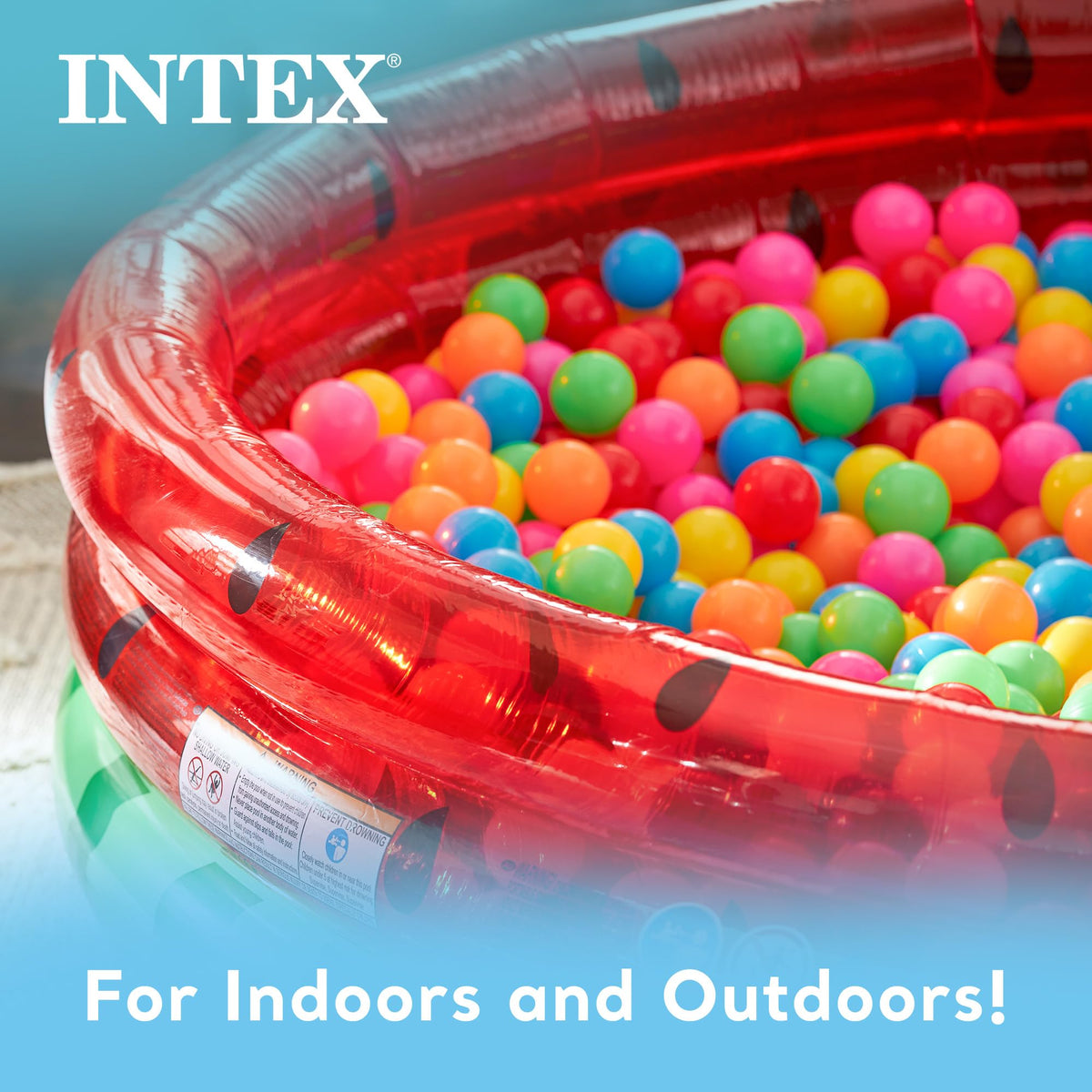 Deflated and folded Intex watermelon pool showcasing its portable lightweight material.