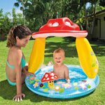 Intex durable vinyl mushroom canopy pool setup on an outdoor lawn