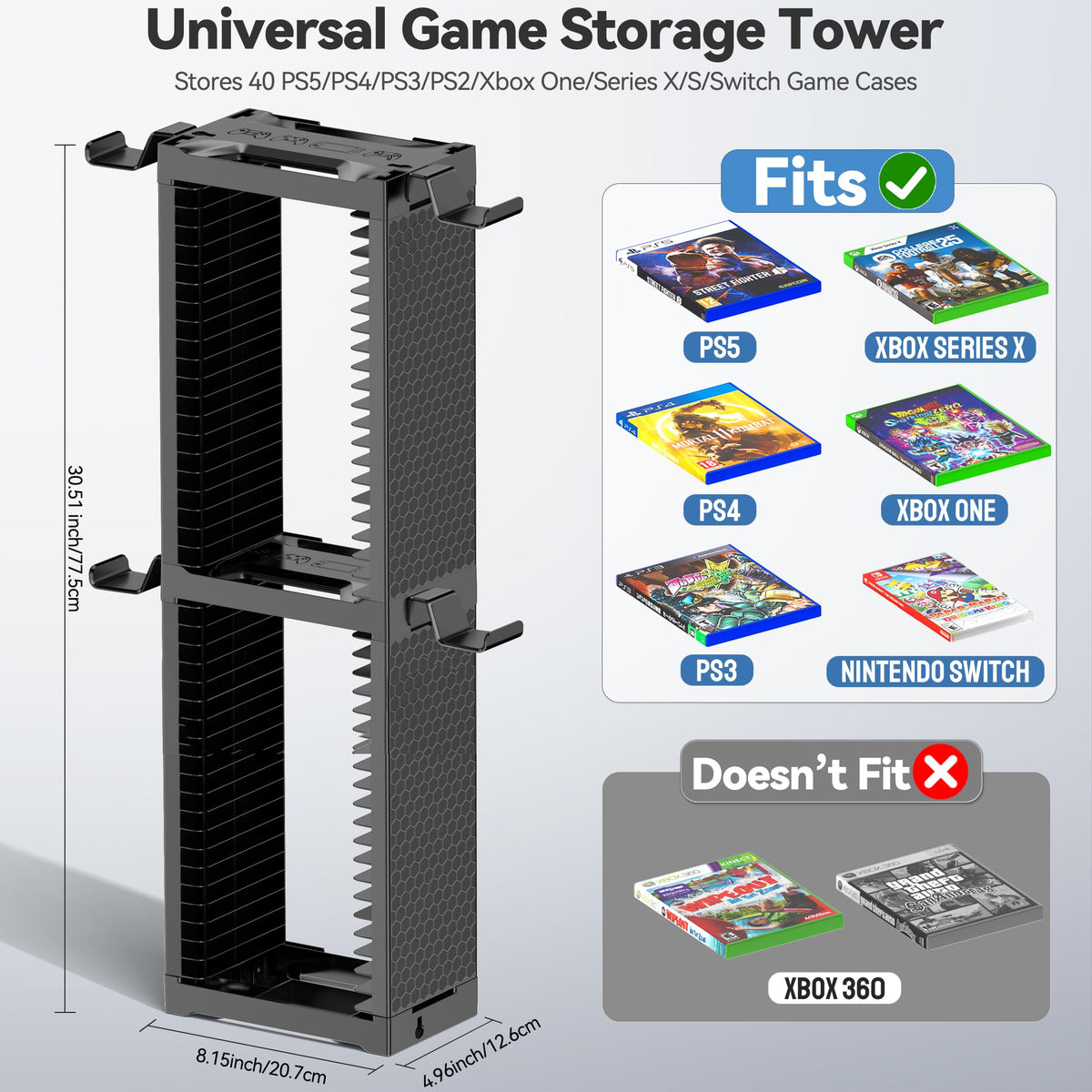 Kytok game rack showing side controller storage hooks