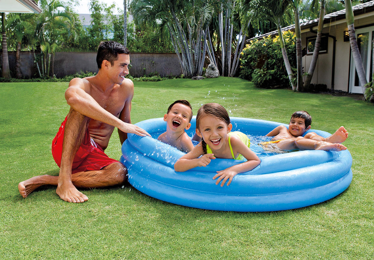 Three ring blue inflatable paddling swimming pool for toddlers
