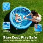 Sloosh blow up kid swimming pool with two toddlers playing safely inside