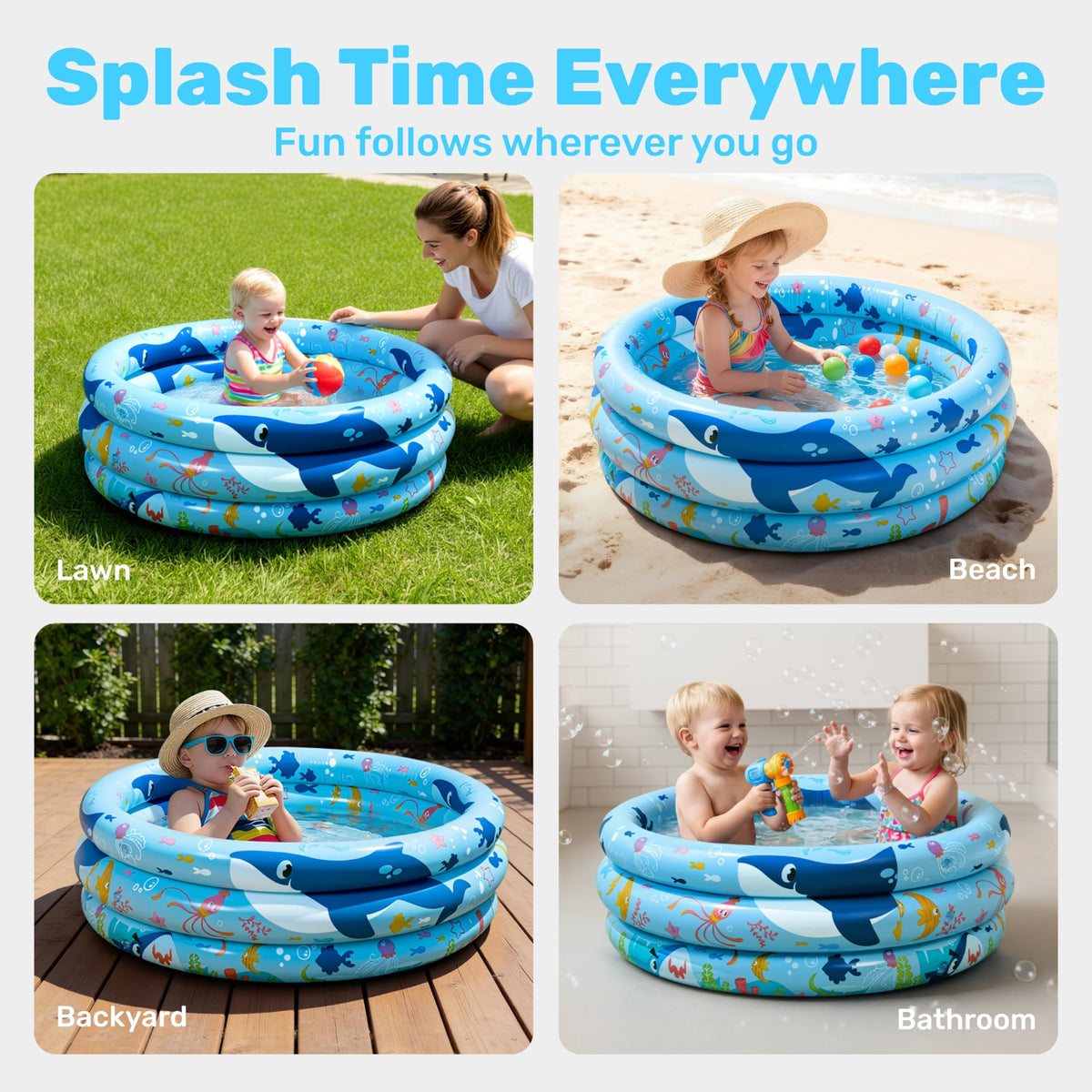 Sloosh inflatable pool highlighting the soft bubble textured cushioned bottom