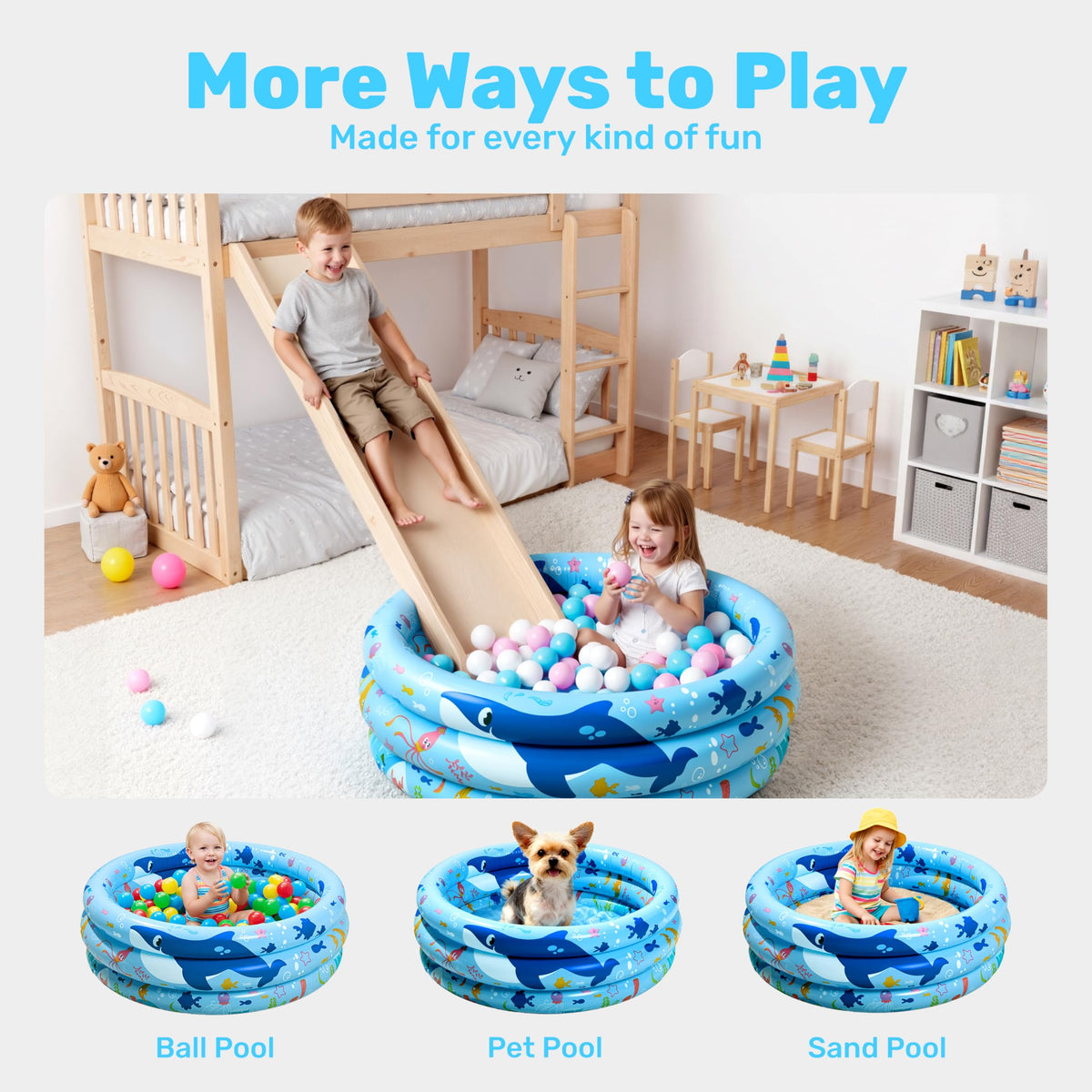 Deflated and compactly folded Sloosh kiddie pool ready for travel or storage