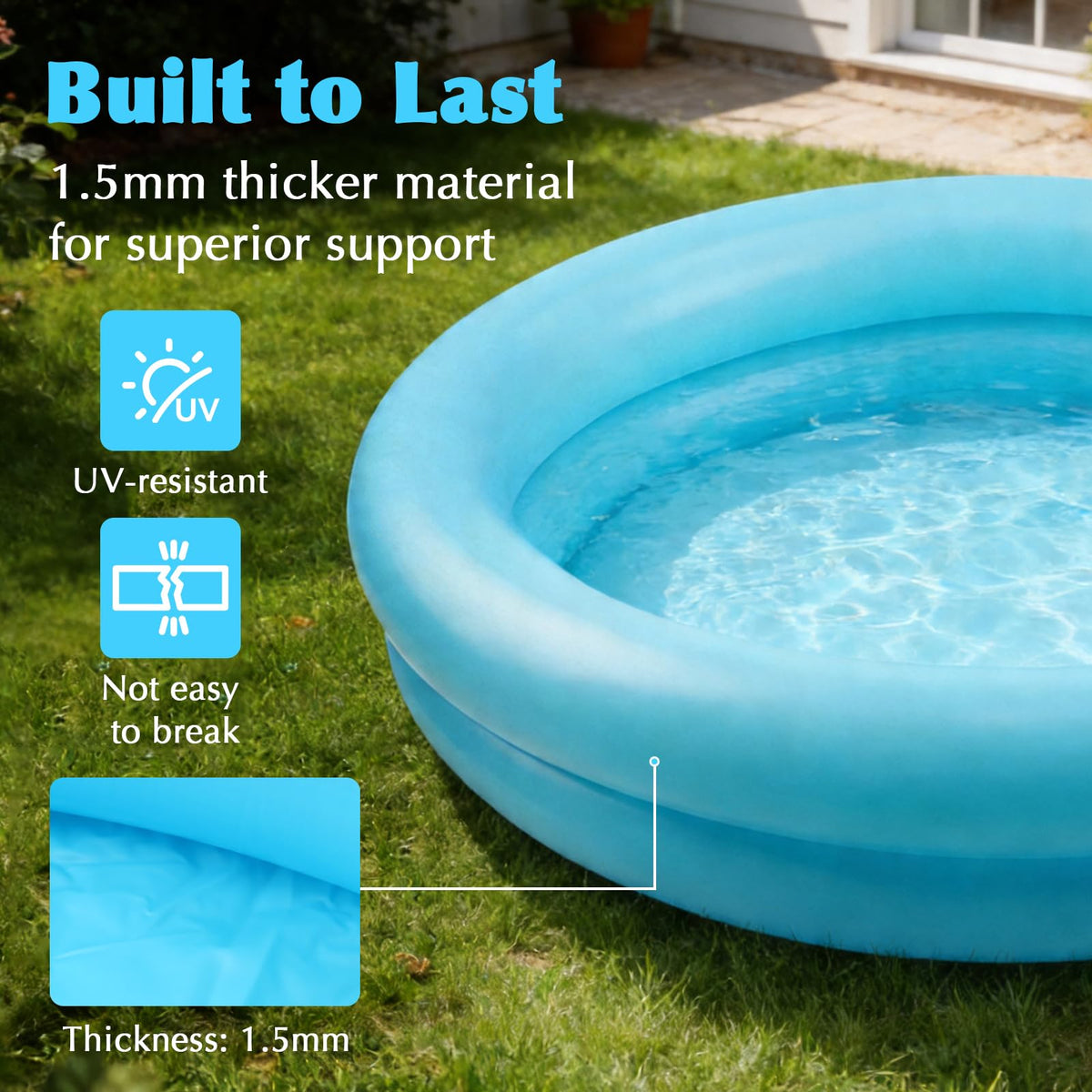 CALIDAKA compact round splash pool for toddlers aged zero to three years.