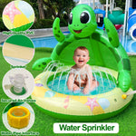 AMENON toddler water play mat with integrated sun protection canopy for outdoor backyard play.