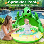 AMENON sea turtle water splash pad folded compactly highlighting its portable material.