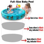 Packaging layout of the 10Leccion dinosaur baby pool including the heavy-duty vinyl repair patch accessory.