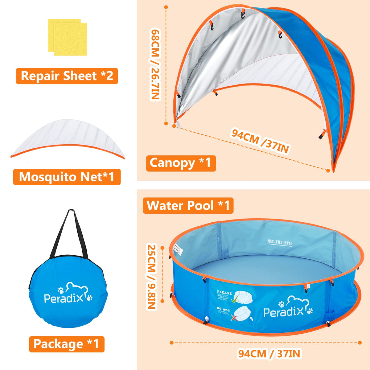 Close up view of the durable nylon and PVC material of the Peradix baby beach tent frame