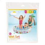 Top down view of the Intex inflatable toddler pool highlighting the soft cushioned floor barrier for safety.