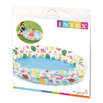Close up of the secure inflation valves on the heavy duty vinyl rings of the Intex children swimming pool.