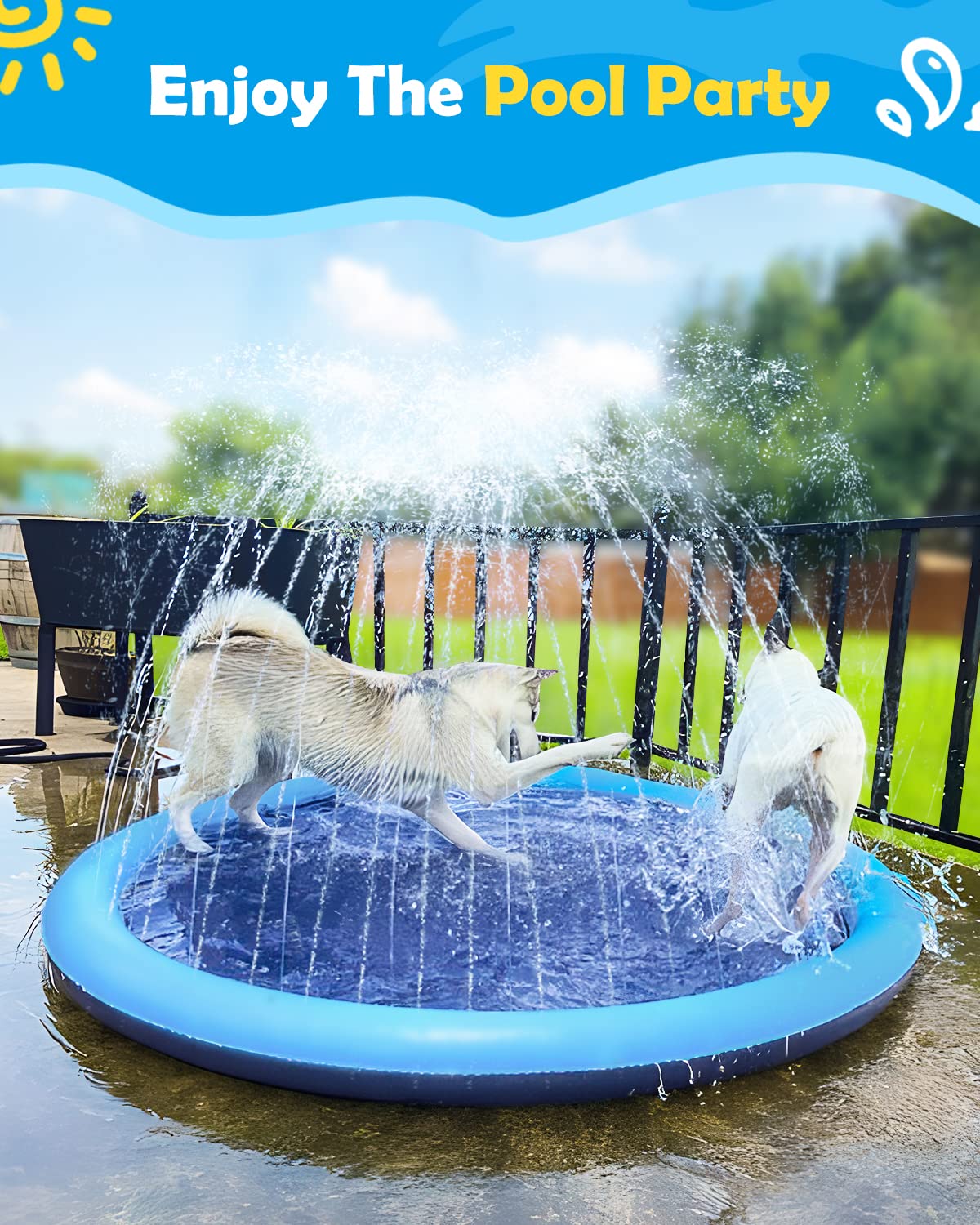 Peteast blue splash pad for large dogs folded compactly for summer storage and travel