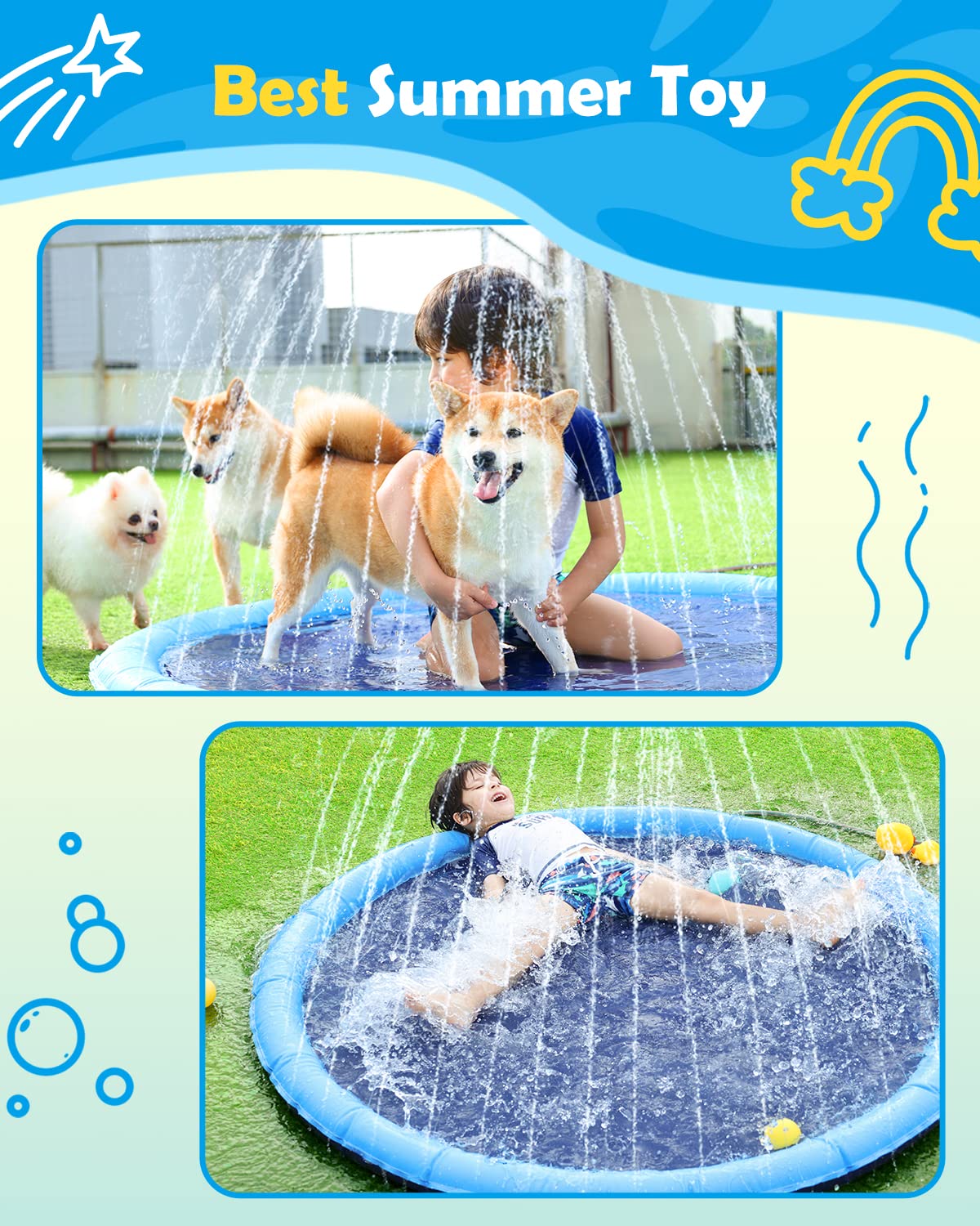 Peteast authentic USA imported dog water mat packaging layout with instructions manual