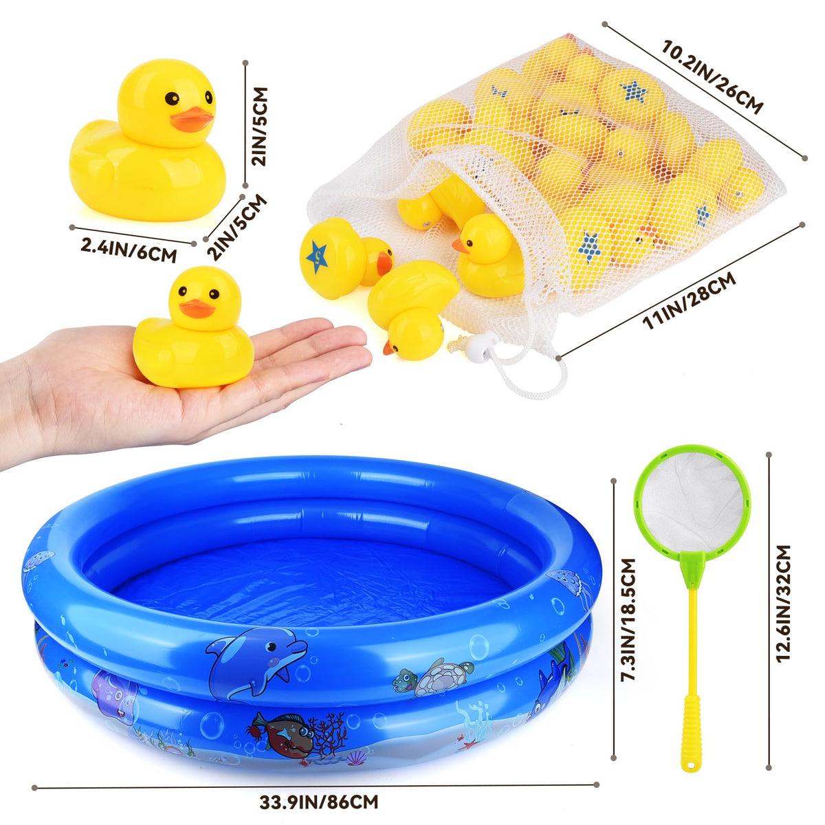 FIVEDAOGANG educational water toys showing the bottom numbers on the yellow ducks