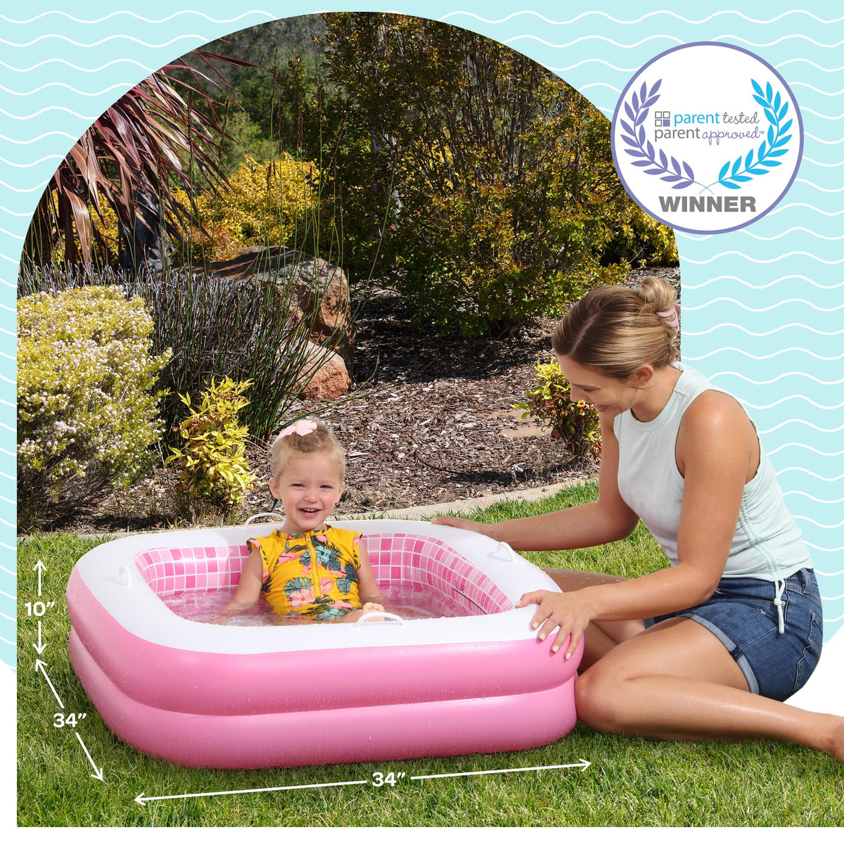 GRIP A POOL toddler bathtub with safety grip handles in a modern bathroom shower