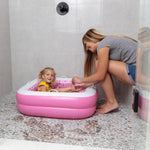 GRIP A POOL square inflatable pool used as an indoor living room ball pit