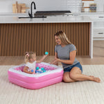 GRIP A POOL pink blow up pool showing the soft cushioned padded floor