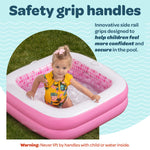 GRIP A POOL kiddie pool bottom view highlighting the built in water drain plug