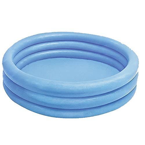 Durable vinyl paddling pool from top view demonstrating the circular shape and thick inflatable support rings.