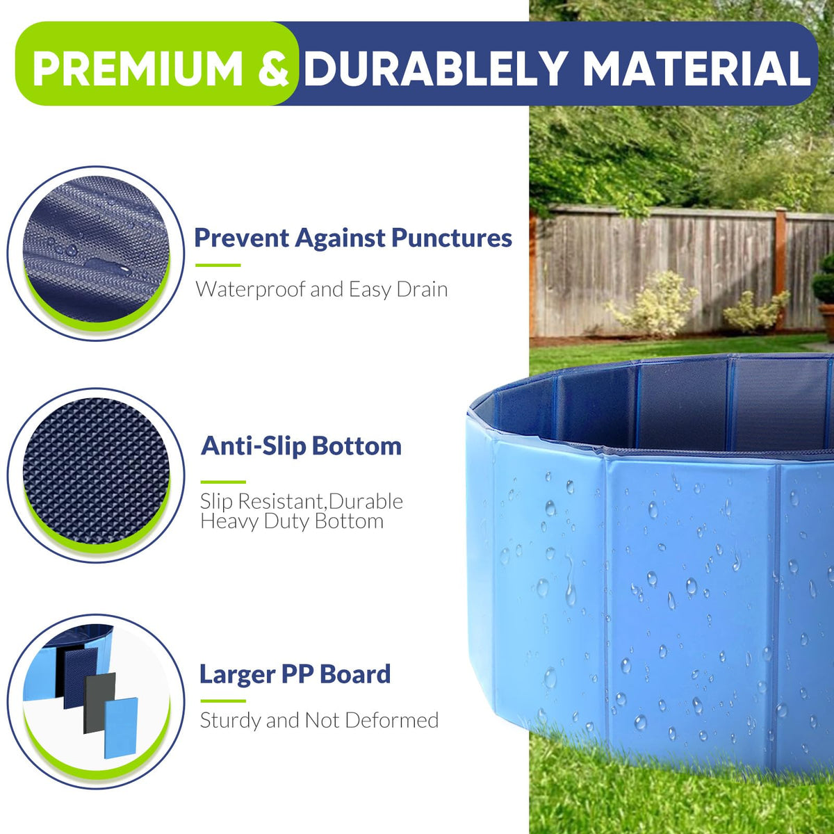 Close up view of the textured non slip bottom on the PUPTILY pet pool.