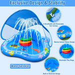 iGeeKid baby pool float with detachable UPF fifty sun canopy attached showing shade coverage over the seating area.