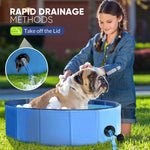 Small poodle playing safely inside the 32 inch wide hard plastic puppy pool.
