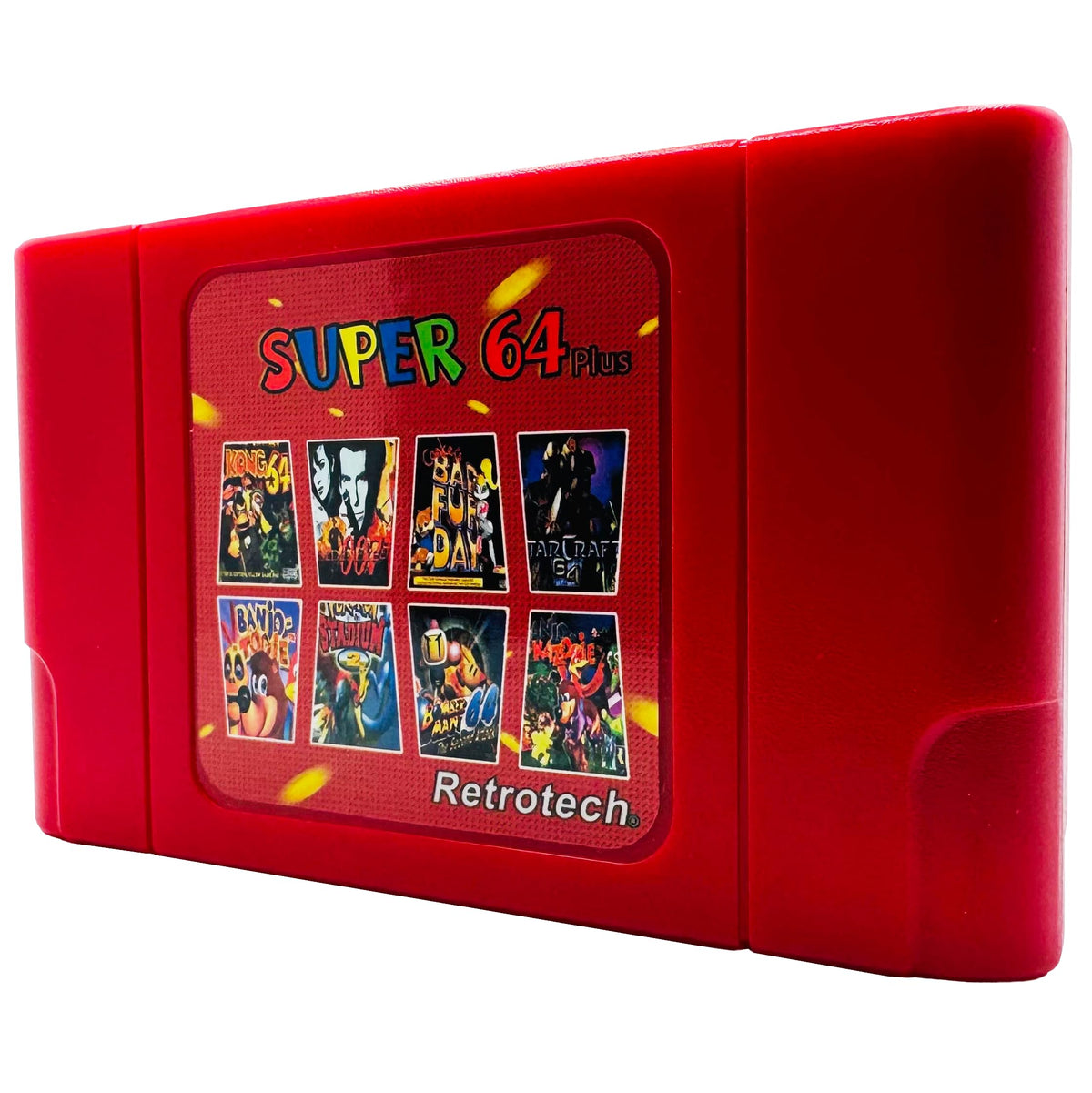 Retrotech Super 64 Plus retro gaming cartridge with included printed instructions pack