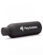 Black and white PlayStation sports flask with screw lid