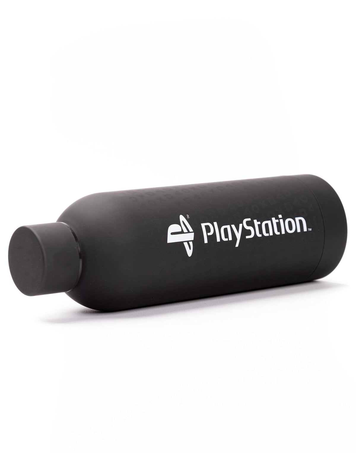Black and white PlayStation sports flask with screw lid