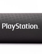 Detailed view of PlayStation console symbol on water bottle