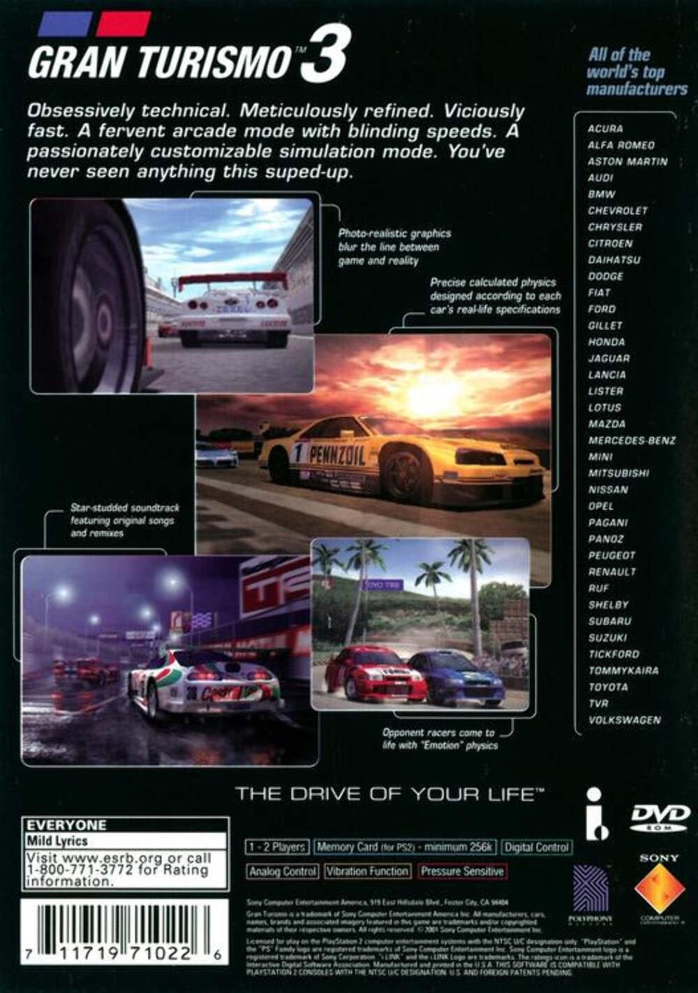 Playstation Gran Turismo 3 A-Spec PlayStation 2 game packaging
