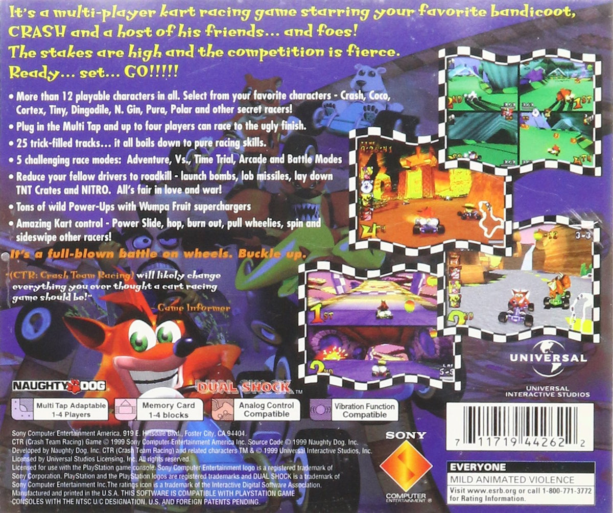 Classic CTR Crash Team Racing PlayStation case cover