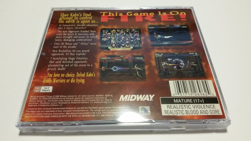 Midway Mortal Kombat Trilogy classic fighting game box back