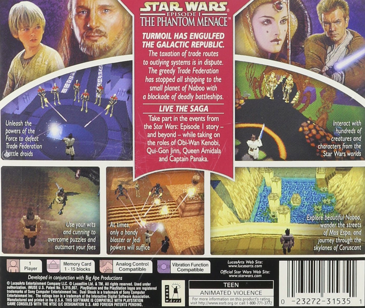 Star Wars Episode I The Phantom Menace PS1 disc and original packaging
