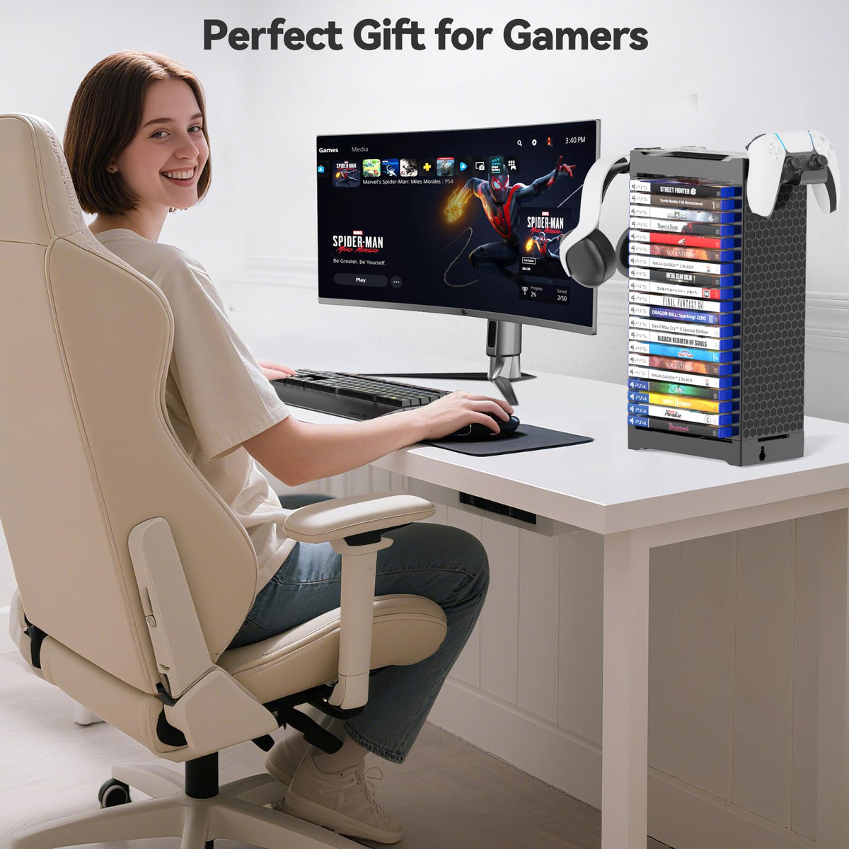 Kytok game disc tower assembled on a gaming desk