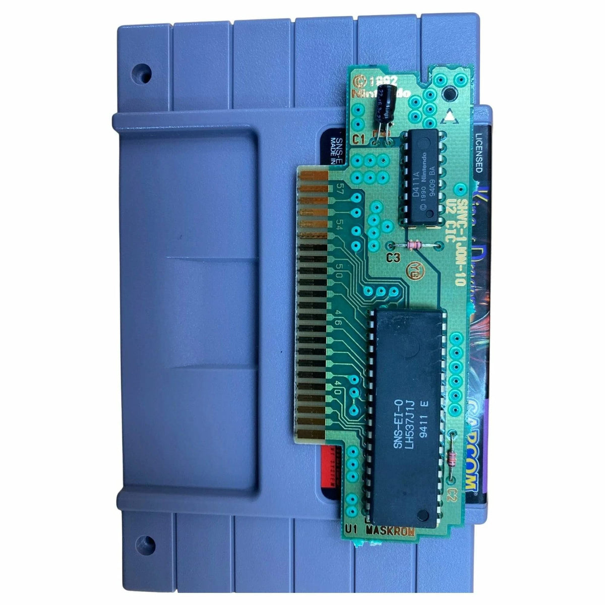 The King of Dragons game cartridge label detail
