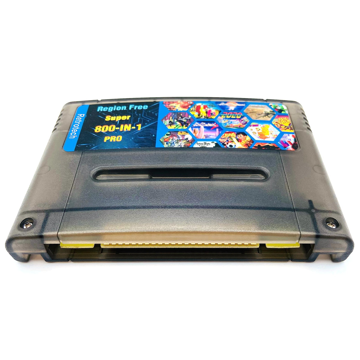 Back view of Retrotech SNES flash cartridge with SD slot