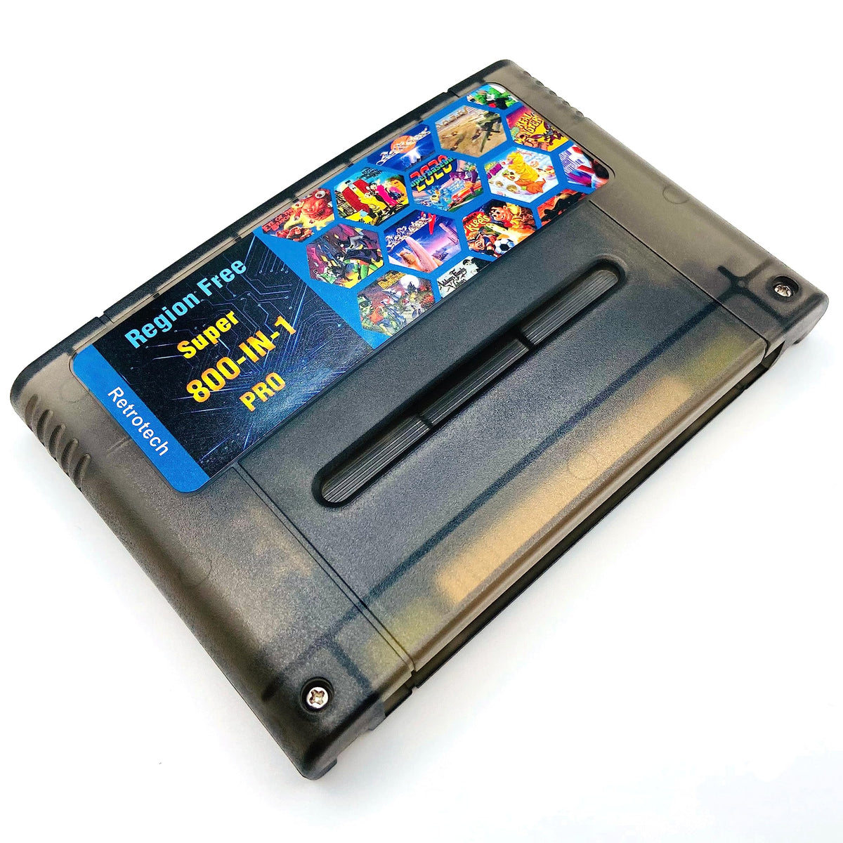 Retrotech 800-in-1 cartridge packaging and accessories