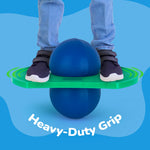 ArtCreativity fitness bouncing ball package layout featuring the components and inflation accessories
