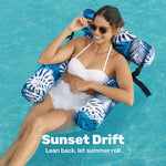 Sloosh blue plant pattern hammock raft with dual adjustable comfort straps.