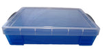 Play Therapy Supply four liter sensory container with green locking handles closed tightly.
