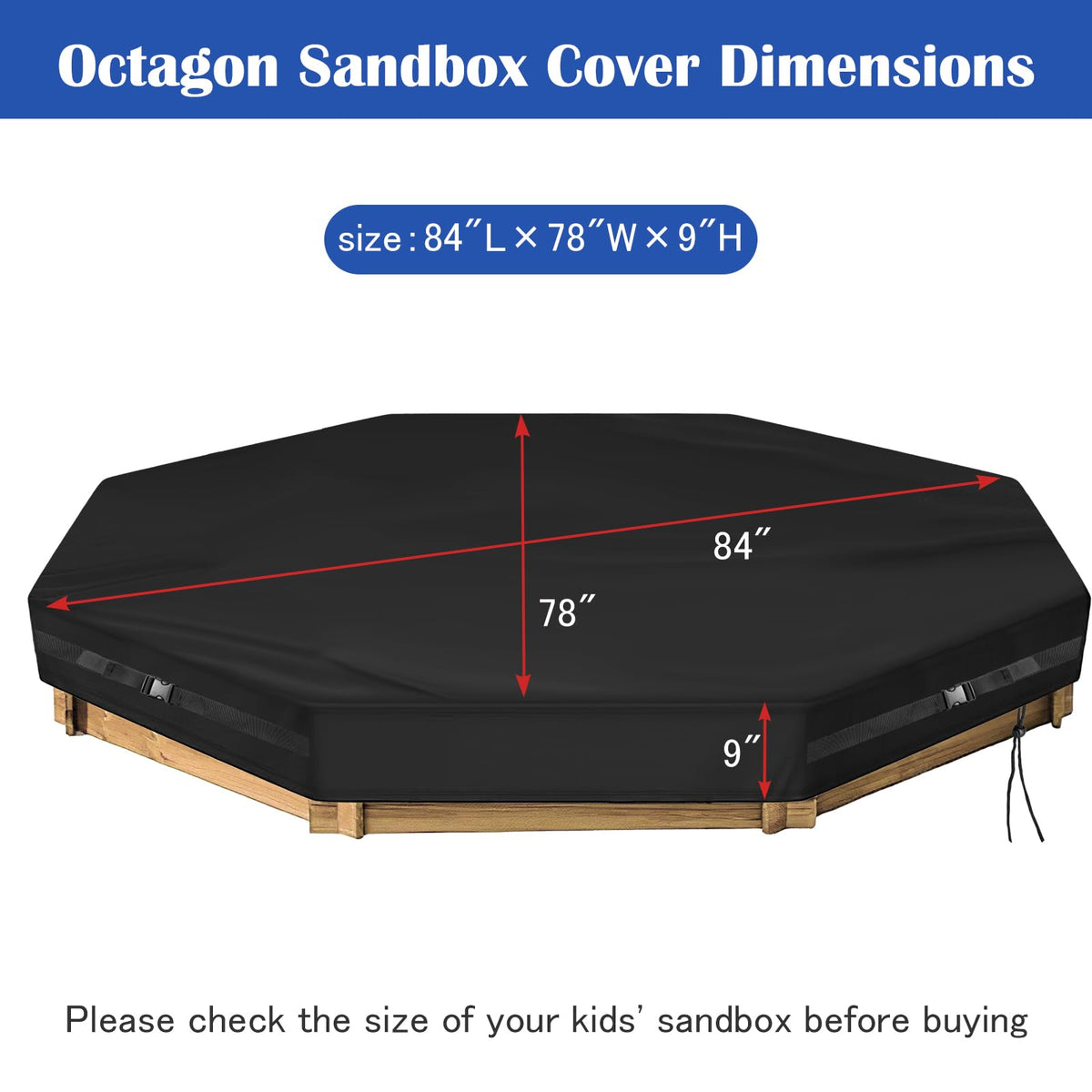 Close up of Kasla sandbox cover showing heavy duty 500D Oxford fabric texture