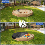 Side view of Kasla sandbox cover drawstring detail for secure fit