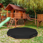Kasla sandbox cover folded for easy storage next to a garden sandbox
