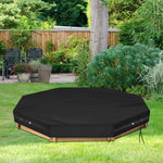 Top view of Kasla octagon sandbox cover protecting outdoor play area