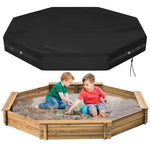 Kasla sandbox cover installed on toddler sandpit in a backyard garden