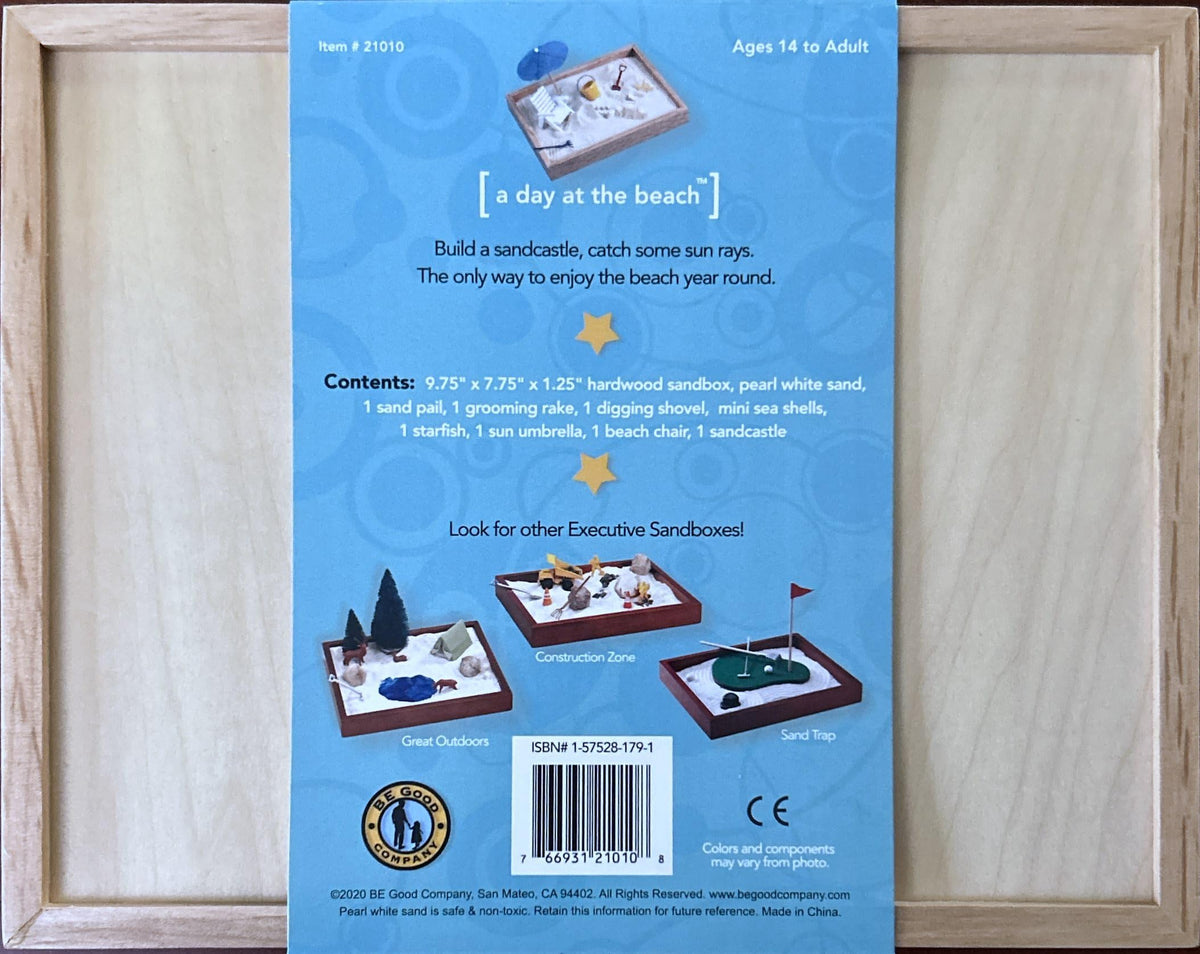 Close up of ultra-fine sand and seashells in Be Good Company set