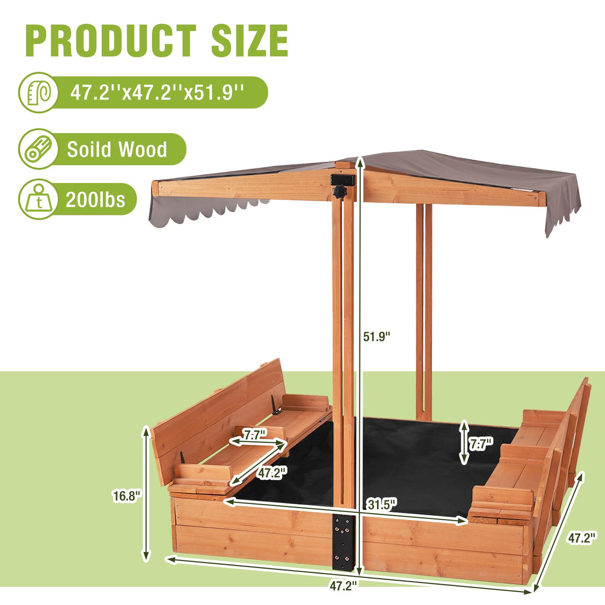 Gutinneen sandbox with non-woven fabric base visible