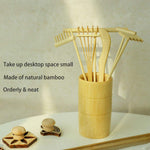 Close up of bamboo rakes included in Bangbangda set