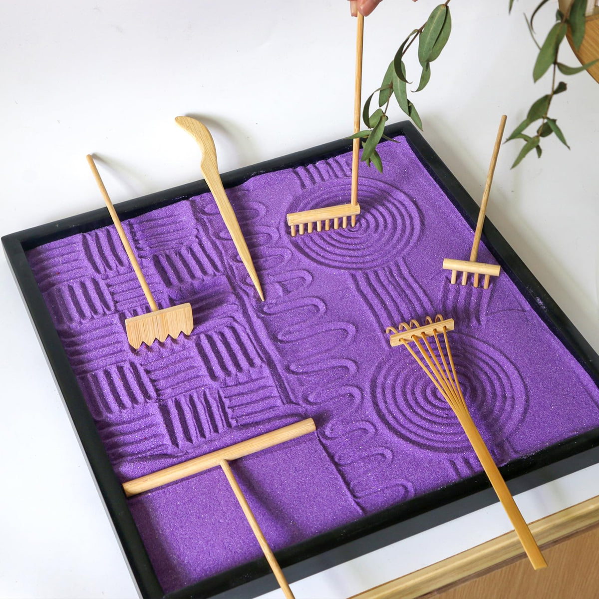 Bangbangda 15-piece Zen garden accessory kit arranged on desk