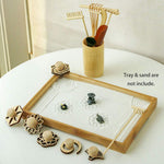 Detailed view of sand pattern creation using Bangbangda rakes